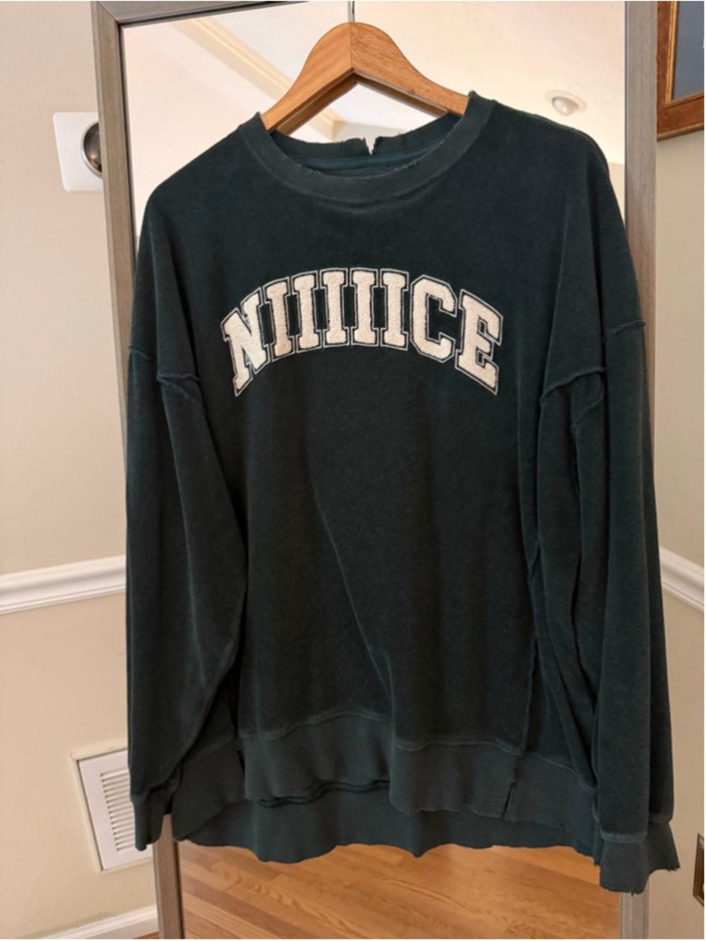 Women's Aerie Dark Green NIIIIICE Graphic Sweatshirt L - Picture 2 of 4